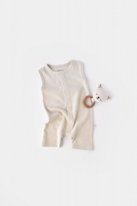 Salopeta fara maneci si pantaloni scurti - 100% bumbac organic - Stone, BabyCosy (Marime: 3-6 Luni)