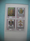 HOPCT TIMBRE MNH 1285 EMBLEME POSTALE/HERALDICA-BLOC-4 VAL-1990-GERMANIA DDR/RDG, Nestampilat