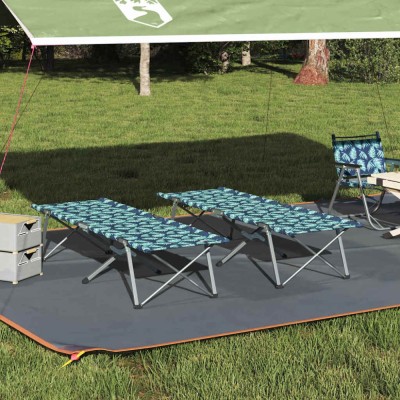 vidaXL Pat pliabil pentru camping 2 pcs model frunze 62 x 194 x 42 cm 42003127 foto