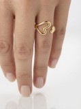 Cumpara ieftin Inel Reglabil din Argint 925 Placat cu Aur cu Doua Inimi , Romantism E i Design Modern Wrap