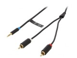 Cablu Audio Jack 3.5mm la RCA x2 8m Aurit Negru, Vention