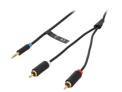 Cablu Audio Jack 3.5mm la RCA x2 8m Aurit Negru foto