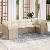 Gossi set canapele de gradina, 7 piese, cu perne, bej, poliratan