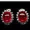Cercei argint 925 placat cu aur alb cu rubine caboson