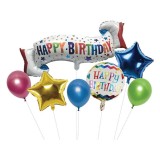 Set 7 baloane petrecere, modele si marimi diferite, Happy Birthday, multicolore, Oem