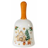 Clopotel Craciun Turta Dulce ceramica multicolora in cutie cadou II &Oslash; 7 cm x 13,5 H