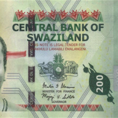 SWAZILAND █ bancnota █ 200 Emalangeni █ 2014 █ P-40b █ POLYMER █ UNC necirculata
