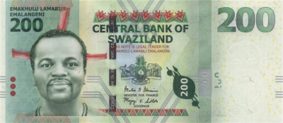 SWAZILAND █ bancnota █ 200 Emalangeni █ 2014 █ P-40b █ POLYMER █ UNC necirculata foto