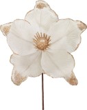 Floare decorativa de Craciun MagicHome crem cu accente aurii, 20 cm