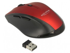 Mouse wireless ergonomic Negru/Rosu, Delock 12493