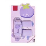 Radiera Retractabila, Flippy, Model Ursulet, Reglare Push-Pull, Radiera de tip Push, Doua Radiere de Rezerva in set din Cauciuc, Mov