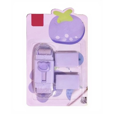 Radiera Retractabila, Flippy, Model Ursulet, Reglare Push-Pull, Radiera de tip Push, Doua Radiere de Rezerva in set din Cauciuc, Mov foto