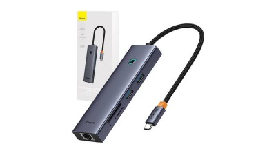 Baseus Hub 7in1 UltraJoy 7-port ( USB-C to 1xHDMI4K@30Hz + 2xUSB 3.0 + 1xPD +RJ45 + SD/TF3.0) foto