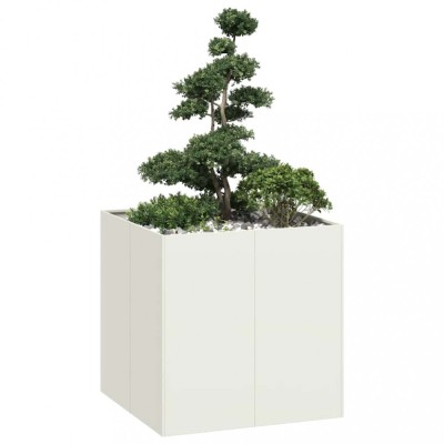 vidaXL Jardinieră alb 80x80x80 cm oțel 860781 foto