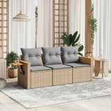 Gossi set canapele de gradina, 3 piese, cu perne, bej, poliratan