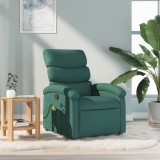 VidaXL Fotoliu de masaj rabatabil, verde &icirc;nchis, material textil