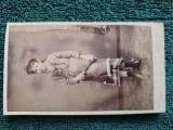 SUPERBA fotografie , anii 1870,atelier celebru Teodorovits si Jehalski -Bucuresci ,PODUL MOGOSOI 95 BISERICA ALBA ,tanara in tinuta vremii