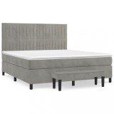 Cumpara ieftin Pat box spring cu saltea, gri deschis, 180x200 cm, catifea