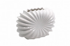 Vaza cu decor special, model asimetric, ceramica, alba, 10x25,5x18 cm, model 4 foto