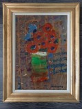 Vasile Mureșan-Murivale &ndash; &bdquo;Anemone&rdquo; &ndash; ulei pe carton, &icirc;nrămat