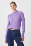 Medicine pulover femei, culoarea roz, călduros, cu turtleneck