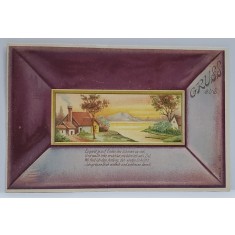 TABLOU CU PEISAJ RURAL , CARTE POSTALA , CROMOLITOGRAFIE , CLASICA