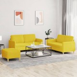 VidaXL Set de canapele cu perne, 3 piese, galben deschis, textil