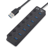 Cumpara ieftin USB Hub Techstar&reg; HB7, 3.0 High Speed, 7 Port USB 3.0, Buton On/Off, Conexiune USB 3.0 de mare viteza