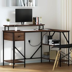 vidaXL Birou cu sertar Stejar brun 120 x 79 x 86.5 cm Lemn compozit
