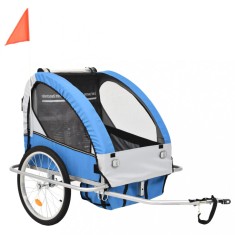 Remorca bicicleta &amp;amp; carucior copii 2-in-1, Albastru ?i Gri foto