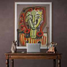 Tablou Poster, Intaglio, Modern, color, Figure in a Striped Blouse de Pablo Picasso, print pe hartie foto Fine Art foto