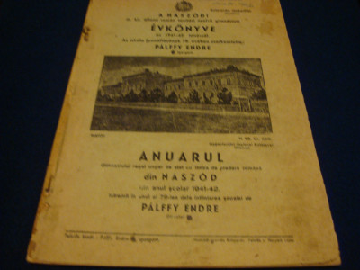 Anuarul Gimnaziului regal ungar de stat , limba de predare romana Nasaud 1941/42 foto