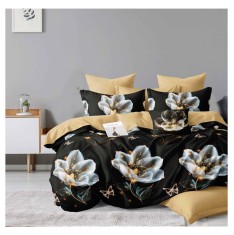 Lenjerie pat dublu,bumbac finet,6 piese,cearceaf cu elastic 180x200cm, cearceaf pilota 200x230cm, 2 fete de perna 50x70, 2 fete de perna 70x70-A1126