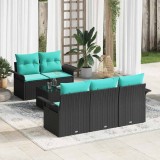 vidaXL Set de canapele pentru grădină 6 pcs Negru și Turcoaz poliratan 3353915