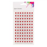 Autocolante Decorative Gem, Set 342 Bucăți, Inimi Roșii și Strasuri Argintii, Acrilice, Oem