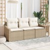 VidaXL Set de canapele pentru grădină 3 pcs Bej Rattan poli 3346581