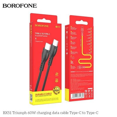 Cablu Borofone 60W 1M Negru BX51 USB-C la Type-C foto