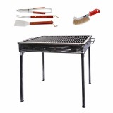 Pachet gratar metalic 60x40cm, sita inox (ZTS 5484) plus perie de sarma (ZLN 2264) plus 3 accesorii gratar (ZTS 8338) / ZTS 5484_1