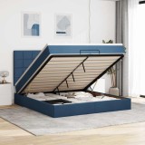 vidaXL Cadru de pat otoman cu saltele, țesătură albastră 200x200cm 3314037