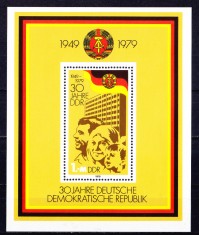 TSV$ - 1979 DDR - GERMANIA 30 ANI ANIVERSARE, COLITA DANTELATA MNH/** LUX