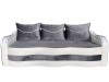 Canapea Extensibila Gri cu Alb MP 225 cm, Lada Depozitare, Arcuri Relaxa, Stofa Catifelata &amp; Piele Ecologica, 3 Perne Decorative