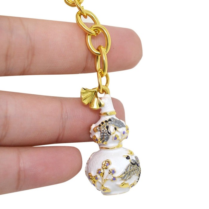 Amuleta cu Wu lou cu Cocorul Vesel &amp;#8211; Alb