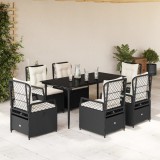 vidaXL Set mobilier de grădină cu perne, 7 piese, negru, poliratan 3262961