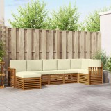Cumpara ieftin Set de canapele de exterior 7 buc. 6-Locuri Natural si Crem