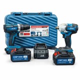 Set Bormasina gaurit si insurubat + Pistol cu impact 450nm Campion PRO Profesional, 48V, 8Ah, cu 2 acumulatori si valiza transport
