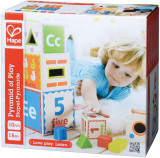 Piramida creativa educativa Hape din lemn, forme si culori, 1 an+
