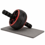 Roata fitness pentru abdomen cu manere antiderapante si covoras, negru