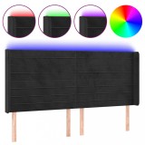 Cumpara ieftin Tablie de pat cu LED, negru, 163x16x118/128 cm, catifea