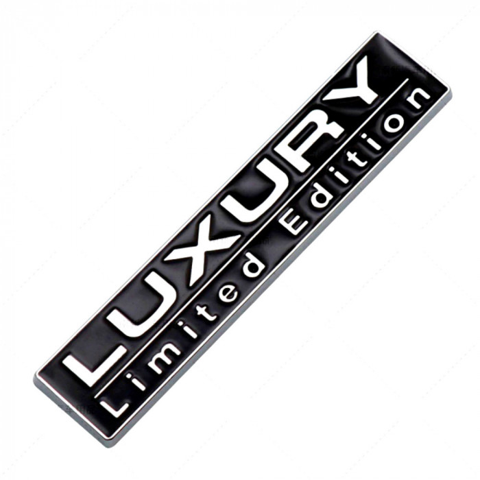 Emblema auto metalica luxury, reliefata 3d, dimensiune 7,5 x 1,5 cm