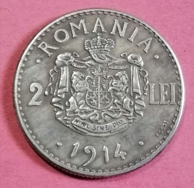 Replică după moneda de argint 2 lei 1914 foto